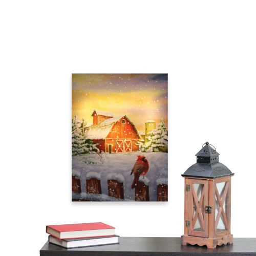 Northlight LED Back Lit Snowy Sunset Barn Scene Christmas Wall Art 15.75" X 12" 4 Northlight LED Back Lit Snowy Sunset Barn Scene Christmas Wall Art 15.75" X 12" - Image 4