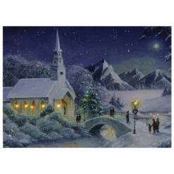 Northlight LED Fiber Optic Lighted Snow Covered Church Christmas Wall Art 15.75" X 12" -Chic Christmas Decoration northlight nj16539 1 88197.1588415647
