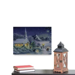 Northlight LED Fiber Optic Lighted Snow Covered Church Christmas Wall Art 15.75" X 12" -Chic Christmas Decoration northlight nj16539 fixed 85784.1588415648