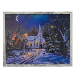 Northlight LED Lighted Church At Night Framed Christmas Canvas Wall Art 19" X 15"