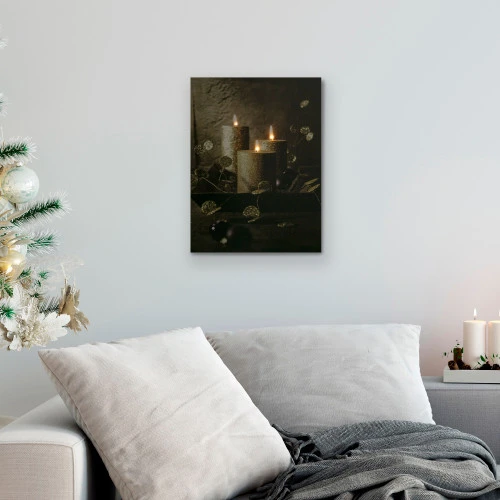 Northlight LED Lighted Glittery Gold Flickering Candles Christmas Canvas Wall Art 15.75" X 11.75" 2 Northlight LED Lighted Glittery Gold Flickering Candles Christmas Canvas Wall Art 15.75" X 11.75" - Image 2