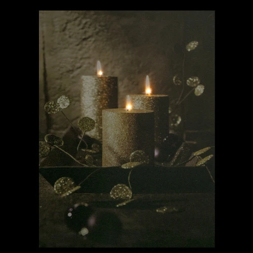 Northlight LED Lighted Glittery Gold Flickering Candles Christmas Canvas Wall Art 15.75" X 11.75" 3 Northlight LED Lighted Glittery Gold Flickering Candles Christmas Canvas Wall Art 15.75" X 11.75" - Image 3