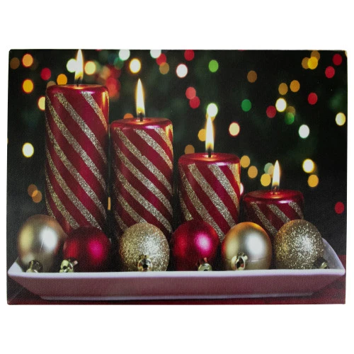 Northlight LED Lighted Red And Gold Christmas Candles Display Canvas Wall Art 11.75" X 15.75" 1 Northlight LED Lighted Red And Gold Christmas Candles Display Canvas Wall Art 11.75" X 15.75"