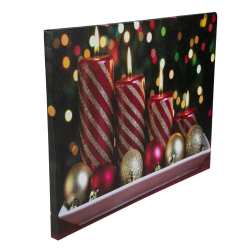 Northlight LED Lighted Red And Gold Christmas Candles Display Canvas Wall Art 11.75" X 15.75" 4 Northlight LED Lighted Red And Gold Christmas Candles Display Canvas Wall Art 11.75" X 15.75" - Image 4