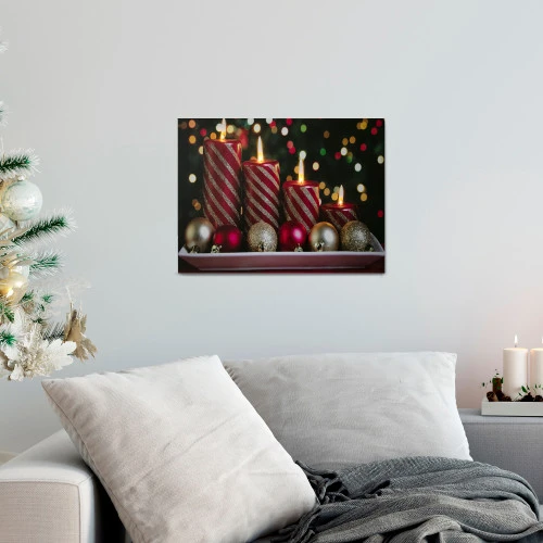 Northlight LED Lighted Red And Gold Christmas Candles Display Canvas Wall Art 11.75" X 15.75" 2 Northlight LED Lighted Red And Gold Christmas Candles Display Canvas Wall Art 11.75" X 15.75" - Image 2