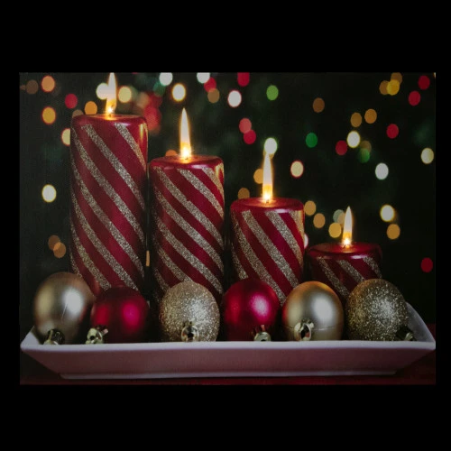 Northlight LED Lighted Red And Gold Christmas Candles Display Canvas Wall Art 11.75" X 15.75" 3 Northlight LED Lighted Red And Gold Christmas Candles Display Canvas Wall Art 11.75" X 15.75" - Image 3