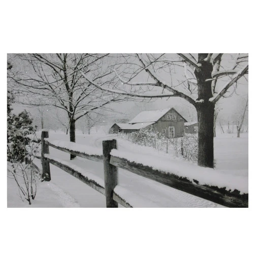 Northlight Fiber Optic Lighted Snowfall Country Rustic Farmhouse Christmas Canvas Wall Art 11.75" X 15.75" 1 Northlight Fiber Optic Lighted Snowfall Country Rustic Farmhouse Christmas Canvas Wall Art 11.75" X 15.75"