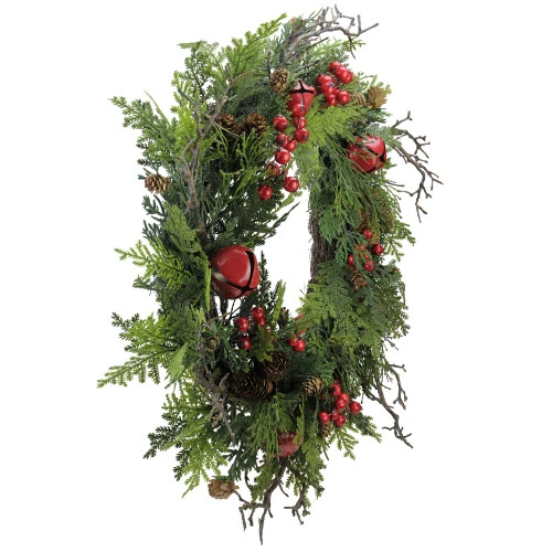 Northlight 24" Rustic Red Jingle Bell, Berry And Pine Cone Artificial Christmas Wreath 2 Northlight 24" Rustic Red Jingle Bell, Berry And Pine Cone Artificial Christmas Wreath - Image 2