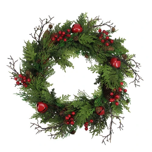 Northlight 24" Rustic Red Jingle Bell, Berry And Pine Cone Artificial Christmas Wreath 1 Northlight 24" Rustic Red Jingle Bell, Berry And Pine Cone Artificial Christmas Wreath