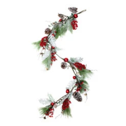Northlight 5.5' X 7" Frosted And Flocked Berries Christmas Garland - Unlit -Chic Christmas Decoration northlight nl00310 3 25704.1599787107