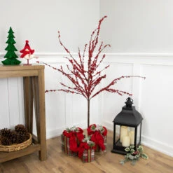 Northlight 50" Artificial Red Berry Christmas Twig Tree With Square Stand, Unlit -Chic Christmas Decoration northlight nl00343 styled 28804.1686144238