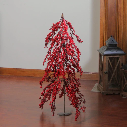 Northlight 2.5' Red Berries Artificial Upside Down Christmas Tree - Unlit 3 Northlight 2.5' Red Berries Artificial Upside Down Christmas Tree - Unlit - Image 3