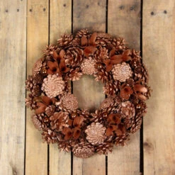 Northlight Autumn Harvest Glittered Rose Gold Pine Cone Artificial Thanksgiving Wreath - 13.5-Inch, Unlit -Chic Christmas Decoration northlight nl00507 styled 31389.1588356427