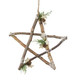 Northlight 13.75" Snowy Pinecone Branch Christmas Star Wall Decor