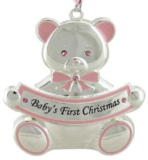Northlight 3" Pink And Silver Teddy Bear 'Baby's First Christmas' Ornament 3 Northlight 3" Pink And Silver Teddy Bear 'Baby's First Christmas' Ornament - Image 3