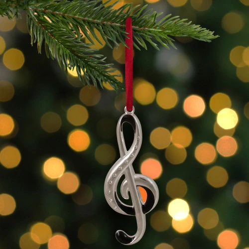 Northlight 4" Silver And Black Clef Music Note European Crystals Christmas Ornament 2 Northlight 4" Silver And Black Clef Music Note European Crystals Christmas Ornament - Image 2