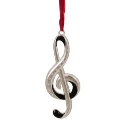 Northlight 4" Silver And Black Clef Music Note European Crystals Christmas Ornament