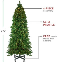 Northlight 7.5' Pre-Lit Slim Olympia Pine Artificial Christmas Tree - Warm White Lights -Chic Christmas Decoration northlight nl03216 thumbnail 1 30303.1665611927