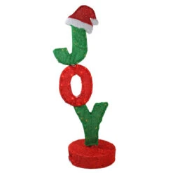Northlight 43.5" Rotating Red And Green Lighted "JOY" Sign Outdoor Christmas Decoration
