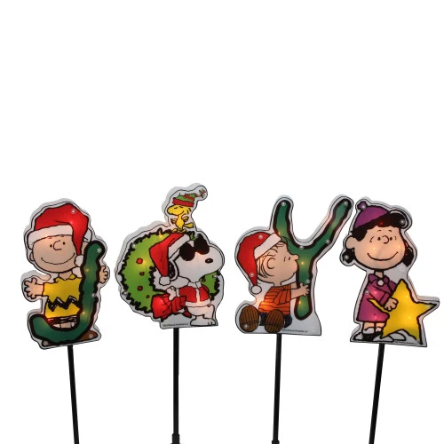 Northlight Set Of 4 Lighted "JOY" Peanuts And Snoopy Christmas Lawn Pathway Markers - 32913548 1 Northlight Set Of 4 Lighted "JOY" Peanuts And Snoopy Christmas Lawn Pathway Markers - 32913548
