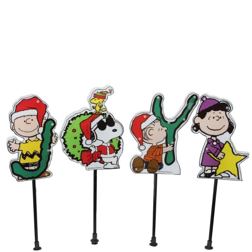 Northlight Set Of 4 Lighted "JOY" Peanuts And Snoopy Christmas Lawn Pathway Markers - 32913548 2 Northlight Set Of 4 Lighted "JOY" Peanuts And Snoopy Christmas Lawn Pathway Markers - 32913548 - Image 2