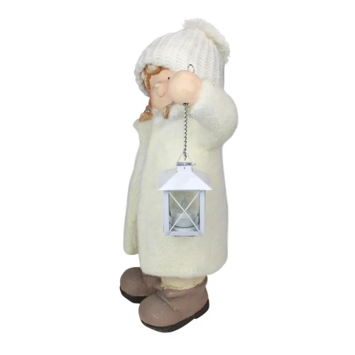Northlight 17.25" Winter Girl In White Holding A Tealight Lantern Christmas Tabletop Figurine 2 Northlight 17.25" Winter Girl In White Holding A Tealight Lantern Christmas Tabletop Figurine - Image 2
