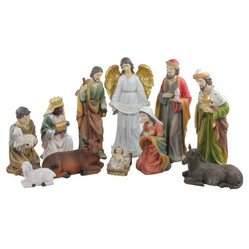 Northlight 11-Piece Green And White Religious Christmas Nativity Figurines Set - 19.5” 1 Northlight 11-Piece Green And White Religious Christmas Nativity Figurines Set - 19.5”