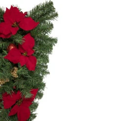 Northlight 30'' Red Poinsettia And Gold Pine Cone Artificial Christmas Teardrop Swag, Unlit -Chic Christmas Decoration northlight s04189 2 updated 57963.1665610742