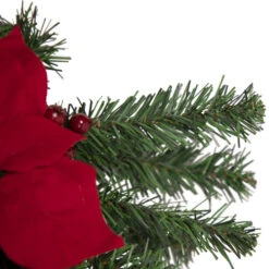 Northlight 30'' Red Poinsettia And Gold Pine Cone Artificial Christmas Teardrop Swag, Unlit -Chic Christmas Decoration northlight s04189 3 updated 94723.1665610742