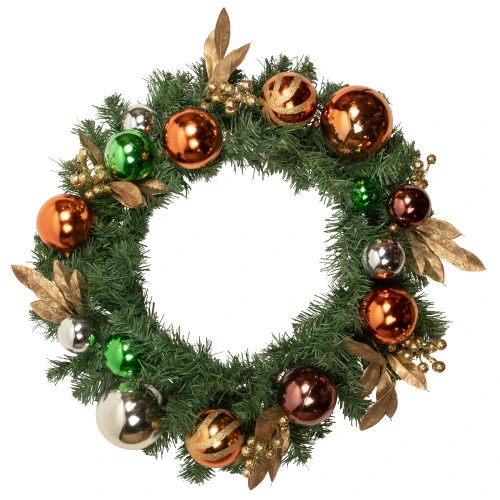 Northlight Green Foliage With Ornaments Artificial Christmas Wreath, 24-Inch, Unlit 1 Northlight Green Foliage With Ornaments Artificial Christmas Wreath, 24-Inch, Unlit