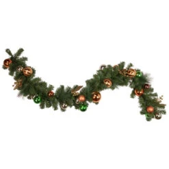 Northlight 6' X 12'' Green Artificial Mixed Foliage With Ornaments Christmas Garland, Unlit