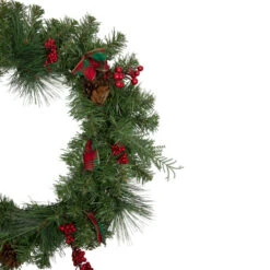 Northlight Pine Cones And Berries Artificial Christmas Wreath With Ribbon, 24-Inch, Unlit -Chic Christmas Decoration northlight s04206 2 updated 11878.1660326224
