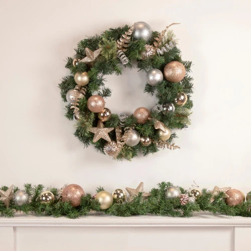 Northlight Pine And Ball Green Artificial Christmas Wreath - 24-Inch, Unlit 2 Northlight Pine And Ball Green Artificial Christmas Wreath - 24-Inch, Unlit - Image 2