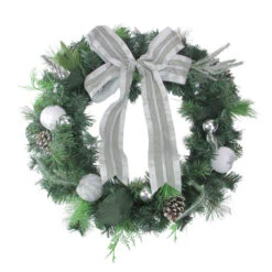 Chic Christmas Decoration 5 Northlight Bow And Pine Cone Artificial Christmas Wreath - 24-Inch, Unlit