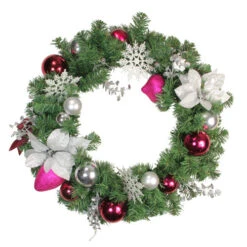 Northlight Poinsettia And Eucalyptus Artificial Christmas Wreath - 24-Inch, Unlit