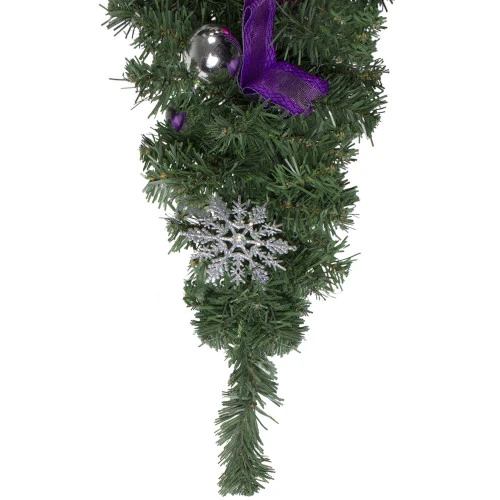 Northlight 24" Pre-Decorated Pink Ball Ornament And Poinsettia Artificial Christmas Teardrop Swag, Unlit 3 Northlight 24" Pre-Decorated Pink Ball Ornament And Poinsettia Artificial Christmas Teardrop Swag, Unlit - Image 3