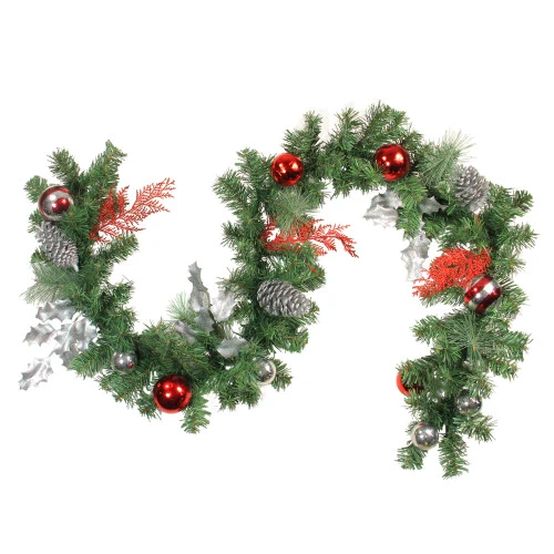 Northlight 6' X 8" Red Ornaments And Pine Cone Artificial Christmas Garland - Unlit 1 Northlight 6' X 8" Red Ornaments And Pine Cone Artificial Christmas Garland - Unlit