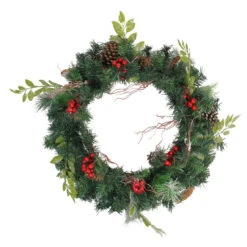 Northlight Pre-Decorated Frosted Pinecone And Berry Artificial Christmas Wreath - 24-Inch, Unlit