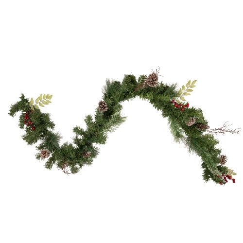 Northlight 6' X 9" Pre-Decorated Frosted Pinecone And Berry Artificial Christmas Garland, Unlit 1 Northlight 6' X 9" Pre-Decorated Frosted Pinecone And Berry Artificial Christmas Garland, Unlit