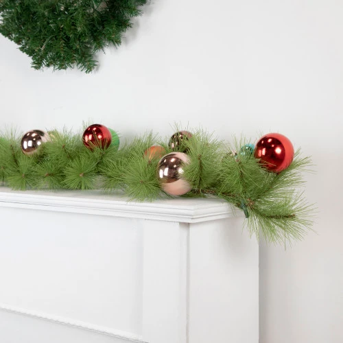 Northlight 6' X 9" Multi-Colored Ornament And Long Needle Pine Artificial Christmas Garland, Unlit 2 Northlight 6' X 9" Multi-Colored Ornament And Long Needle Pine Artificial Christmas Garland, Unlit - Image 2
