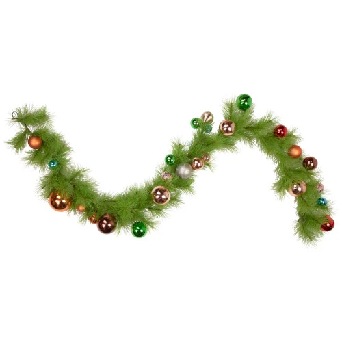 Northlight 6' X 9" Multi-Colored Ornament And Long Needle Pine Artificial Christmas Garland, Unlit 1 Northlight 6' X 9" Multi-Colored Ornament And Long Needle Pine Artificial Christmas Garland, Unlit