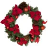 Northlight Poinsettia With Pinecone And Ball Artificial Christmas Wreath, 24-Inch, Unlit