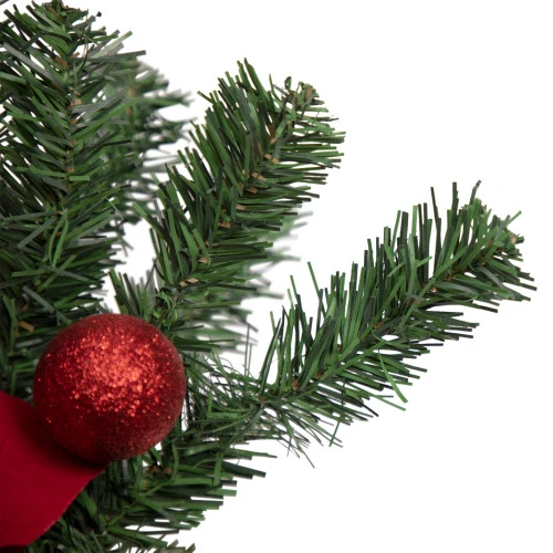 Northlight 32" Red Poinsettia Pine Cone And Ball Artificial Christmas Teardrop Swag, Unlit 3 Northlight 32" Red Poinsettia Pine Cone And Ball Artificial Christmas Teardrop Swag, Unlit - Image 3