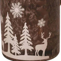 Northlight 12" Brown Winter Scene Christmas Pillar Candle Holder Lantern With Handle -Chic Christmas Decoration northlight sd37673 03 68345.1600218892