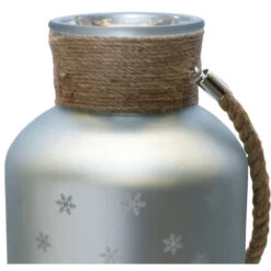 Northlight 12" Silver Matte Christmas Trees And Snowflakes Pillar Candle Holder With Handle -Chic Christmas Decoration northlight sd37696 03 79570.1600218893