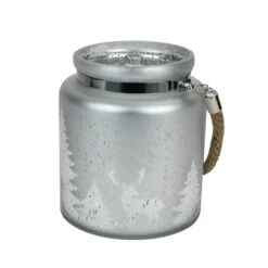 Northlight 6" Gray And Silver Tree Silhouette Christmas Pillar Candle Holder