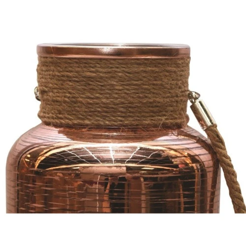 Northlight 10" Copper Brown Circular Pillar Candle Holder Lantern With Handle 3 Northlight 10" Copper Brown Circular Pillar Candle Holder Lantern With Handle - Image 3