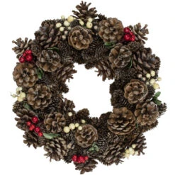 Northlight Red Berries And Pine Cones Artificial Christmas Wreath - 13.25-Inch, Unlit