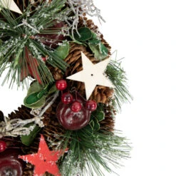 Northlight Apples, Stars And Pine Cones Frosted Artificial Christmas Wreath, 10-Inch, Unlit -Chic Christmas Decoration northlight sh03927 2 49202.1672824059