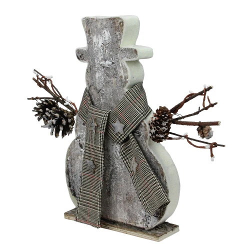 Northlight 11.75" Birch Wood And Pine Cone Snowman Silhouette Christmas Decoration 2 Northlight 11.75" Birch Wood And Pine Cone Snowman Silhouette Christmas Decoration - Image 2